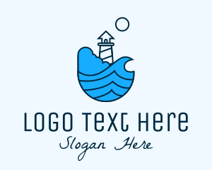 Ocean - Coastal Ocean Lighthouse logo design
