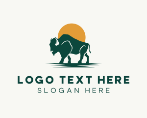 Cattle - Wild Buffalo Animal logo design