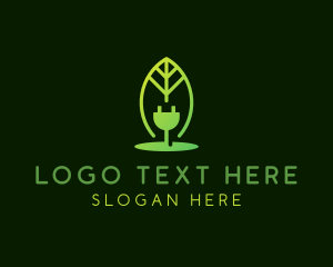 Electrical Plug - Sustainable Plug Leaf logo design