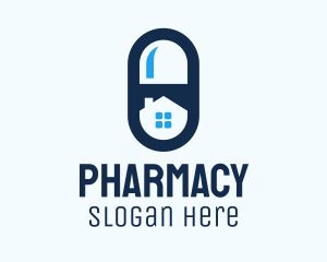 Blue Pharmacy Home logo design