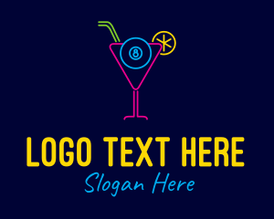 Neon Light - Billiard Cocktail Bar logo design