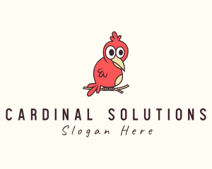 Cardinal - Perched Red Bird logo design