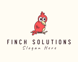 Finch - Perched Red Bird logo design