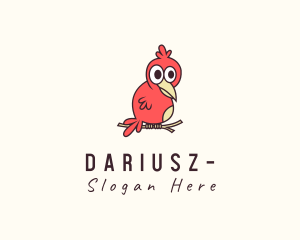 Sparrow - Perched Red Bird logo design