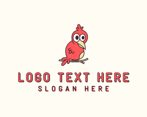 Animal - Perched Red Bird logo design