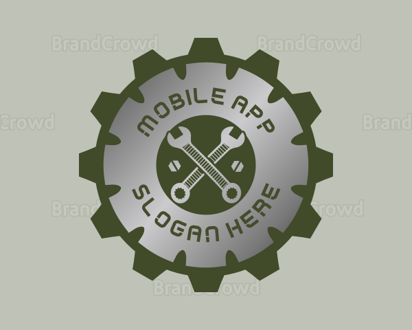 Metallic Gear Wrench Mechanic Logo