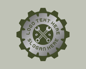 Car Repair - Metallic Gear Wrench Mechanic logo design