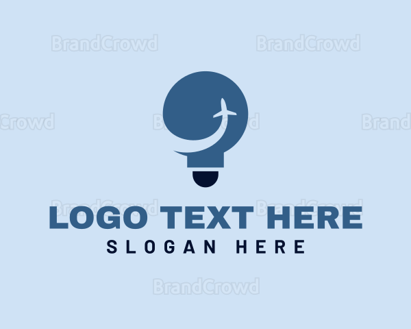 Light Bulb Airplane Travel Logo