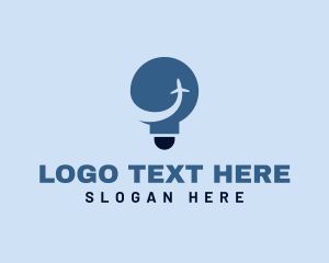 Plane - Light Bulb Airplane Travel logo design