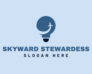 Stewardess - Light Bulb Airplane Travel logo design