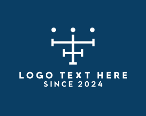 Outsourcing - Minimalist Dot Structure logo design