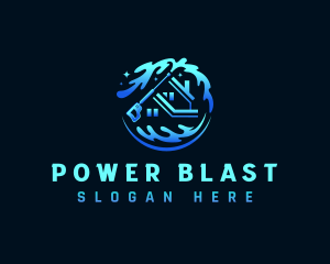 Power Wash Water Wave logo design