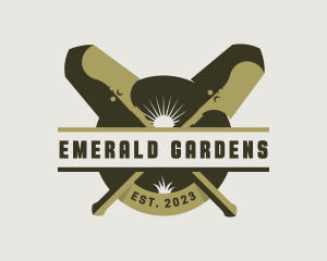 Shovel Landscaping Gardening logo design