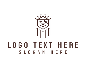 Polygon - Pirate Lion Line Art logo design