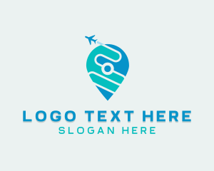 Airplane - Travel Agency GPS Pin logo design