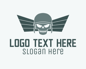 Flight - Wing Skull Airforce logo design