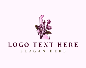 Map - Delaware Blossom Flower logo design