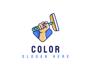 Maid - Hand Squeegee Janitor logo design