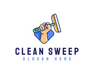 Janitor - Hand Squeegee Janitor logo design
