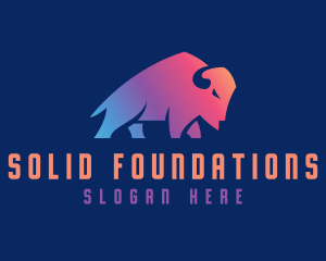 Gradient Bison Bull Logo