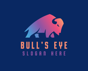 Gradient Bison Bull logo design