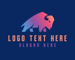 Digital Marketing - Gradient Bison Bull logo design