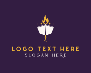 Library - Flame Book Pen logo design