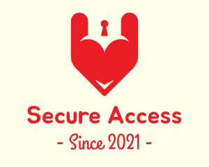 Passcode - Red Heart Keyhole logo design