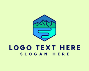 Badge - Mountain River Scene logo design