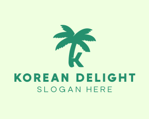 Palm Tree Letter K logo design