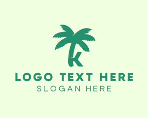 Green - Palm Tree Letter K logo design
