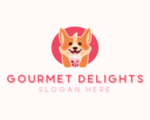 Corgi Dog Milkshake logo design