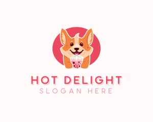 Corgi Dog Milkshake logo design