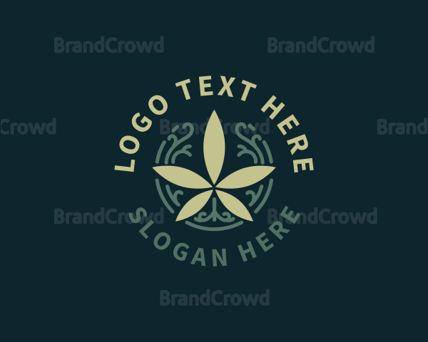 Weed Cannabis Circle Line Logo