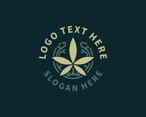 Vape - Weed Cannabis Circle Line logo design