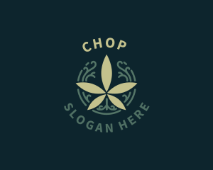 Green - Weed Cannabis Circle Line logo design