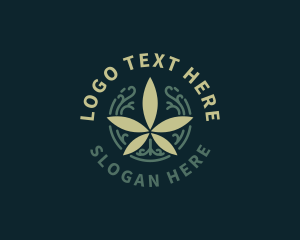 Medical - Weed Cannabis Circle Line logo design