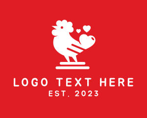 Poultry - Chicken Heart Love logo design