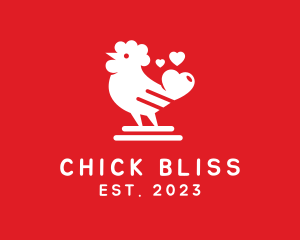 Chick - Chicken Heart Love logo design