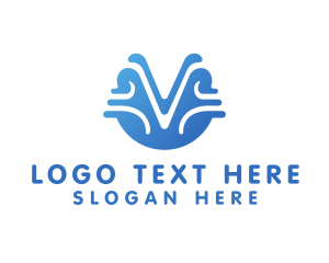 Liquid - Blue Water V Badge logo design