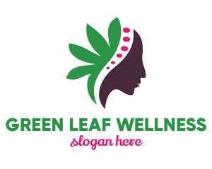 Green Leaf Female logo design