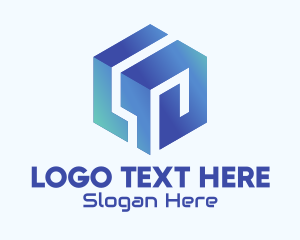 Digital - Blue Tech 3D Cube logo design