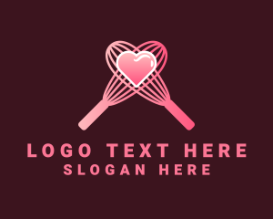 Heart - Pink Heart Whisk logo design