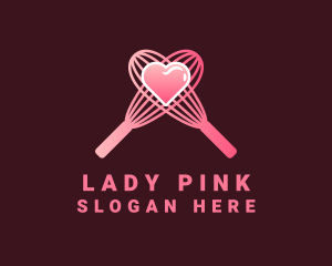 Pink Heart Whisk logo design