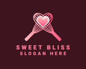 Pink Heart Whisk logo design