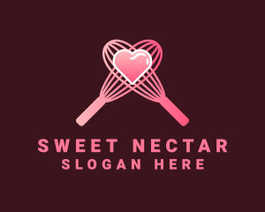 Pink Heart Whisk logo design