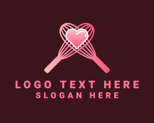Delicacy - Pink Heart Whisk logo design