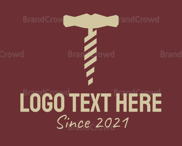 Brown Wine Corkscrew Logo