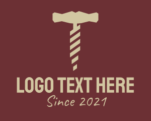 Liquor Shop - Brown Wine Corkscrew logo design