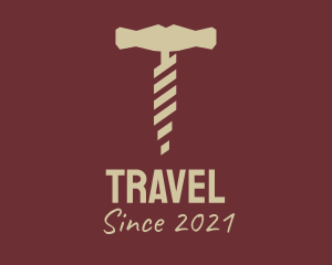 Brown Wine Corkscrew  logo design